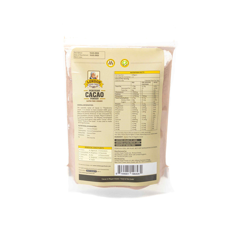 Peruvian Cacao Powder Gluten Free 250G