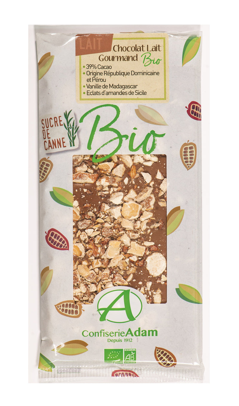 Organic Milk Chocolate Bar With Almond Chips 100G