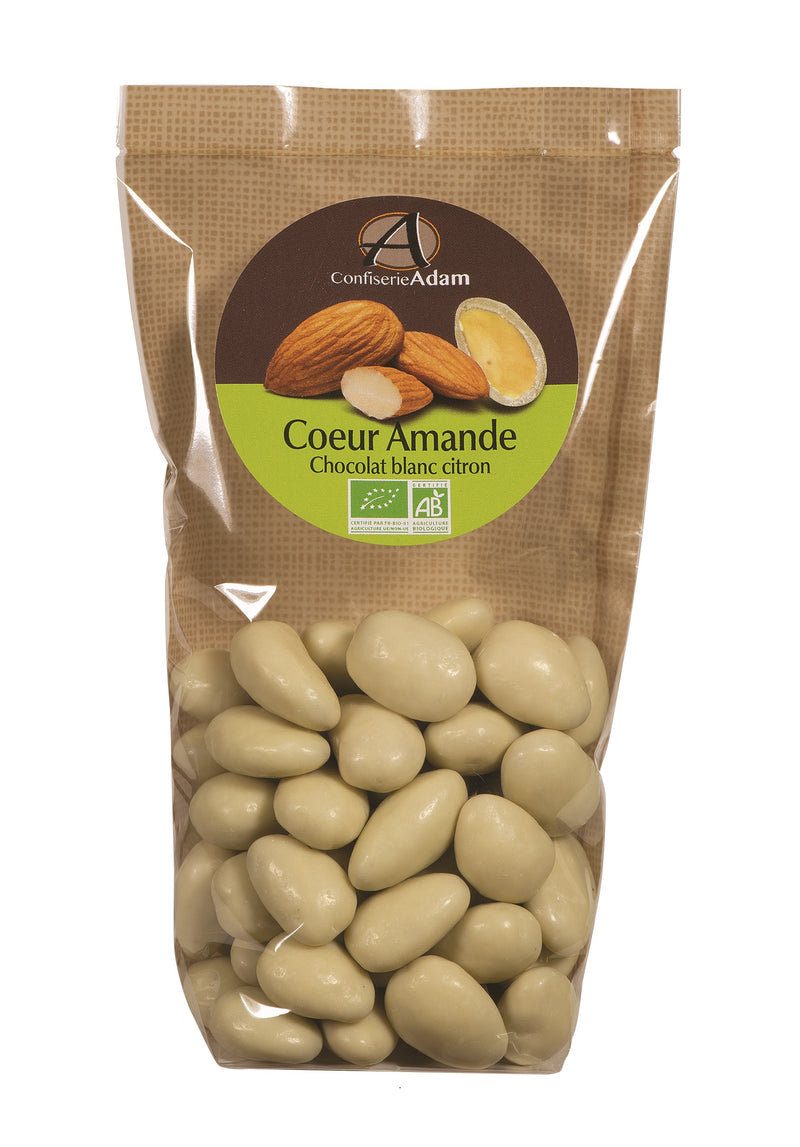 Organic Roasted Almond coated with lemon flavored white chocolate 150g