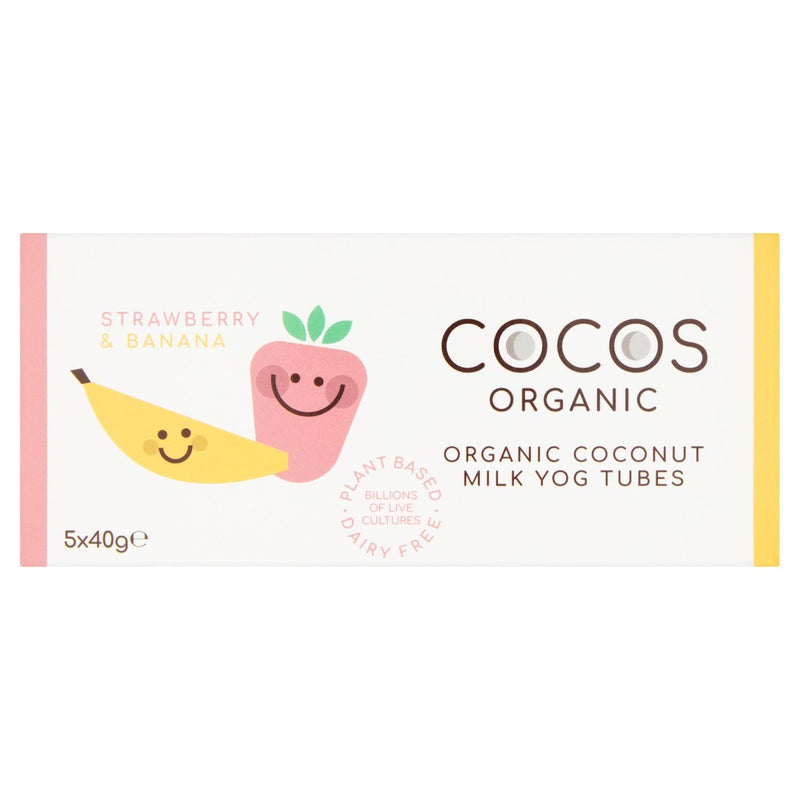 Cocos Organic Kids Strawberry & Banana Coconut Yoghurt Tubes 5 X 40g