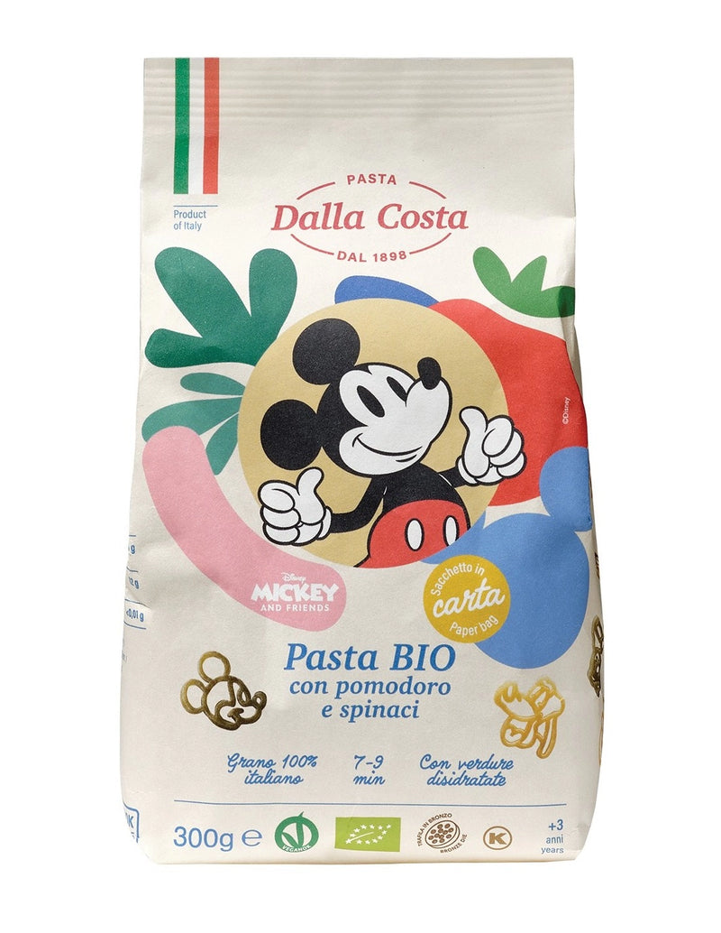 Organic white wheat tomato and spinach mickey mouse pasta 300g