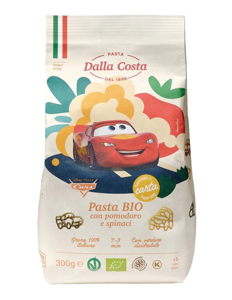 Organic white wheat tomato and spinach cars pasta 300g