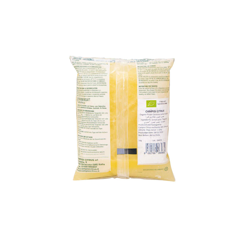 Organic Frozen Sicilian  Siracusa Lemon Juice PGI 1kg - Buy 2 Get 1