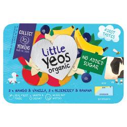 Little Yeos Organic No Added Sugar Mango, Vanilla and Blueberry, Banana Yogurt 6x42g